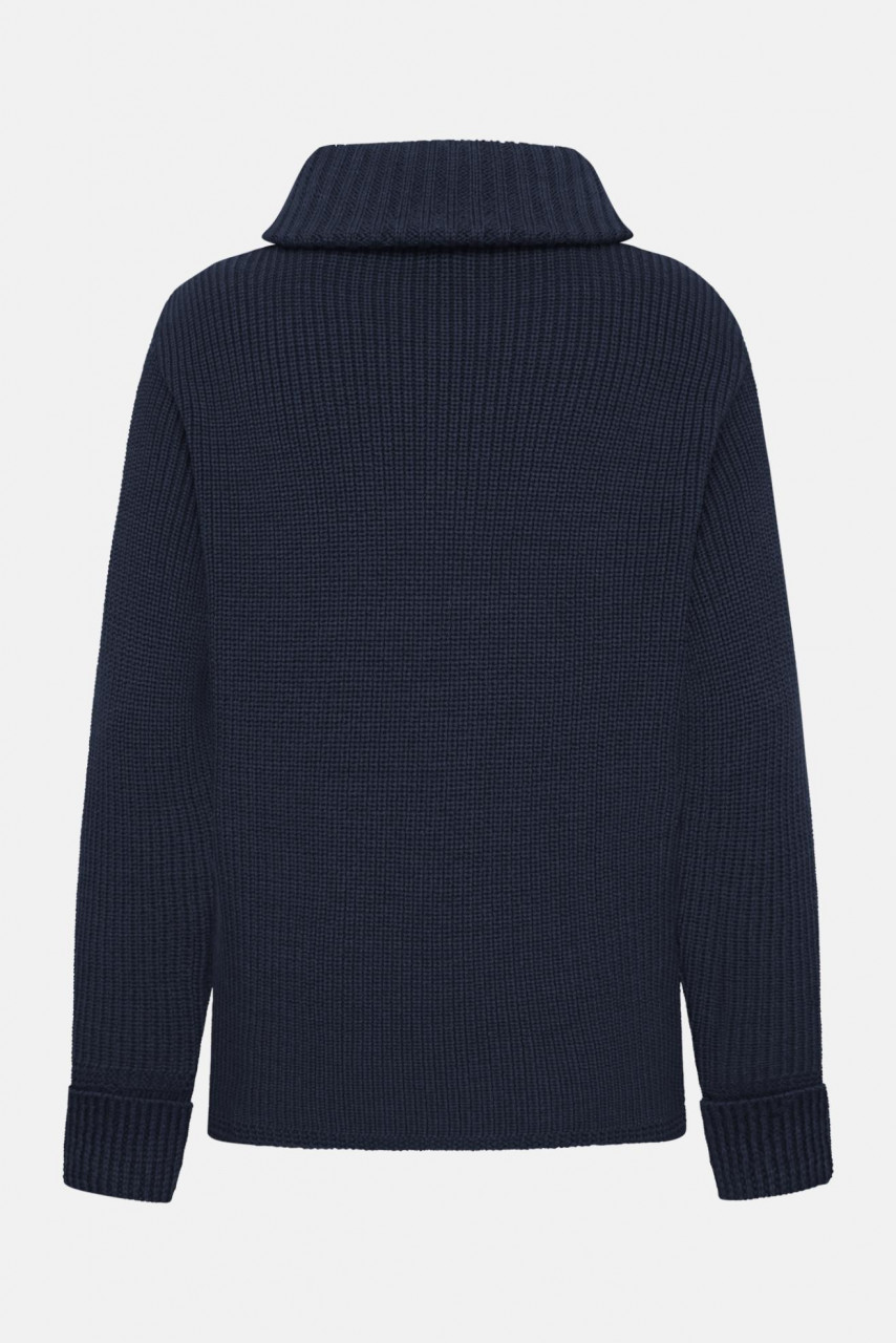 Damen Troyer Hanseheld Merino Blau GOTS Organic