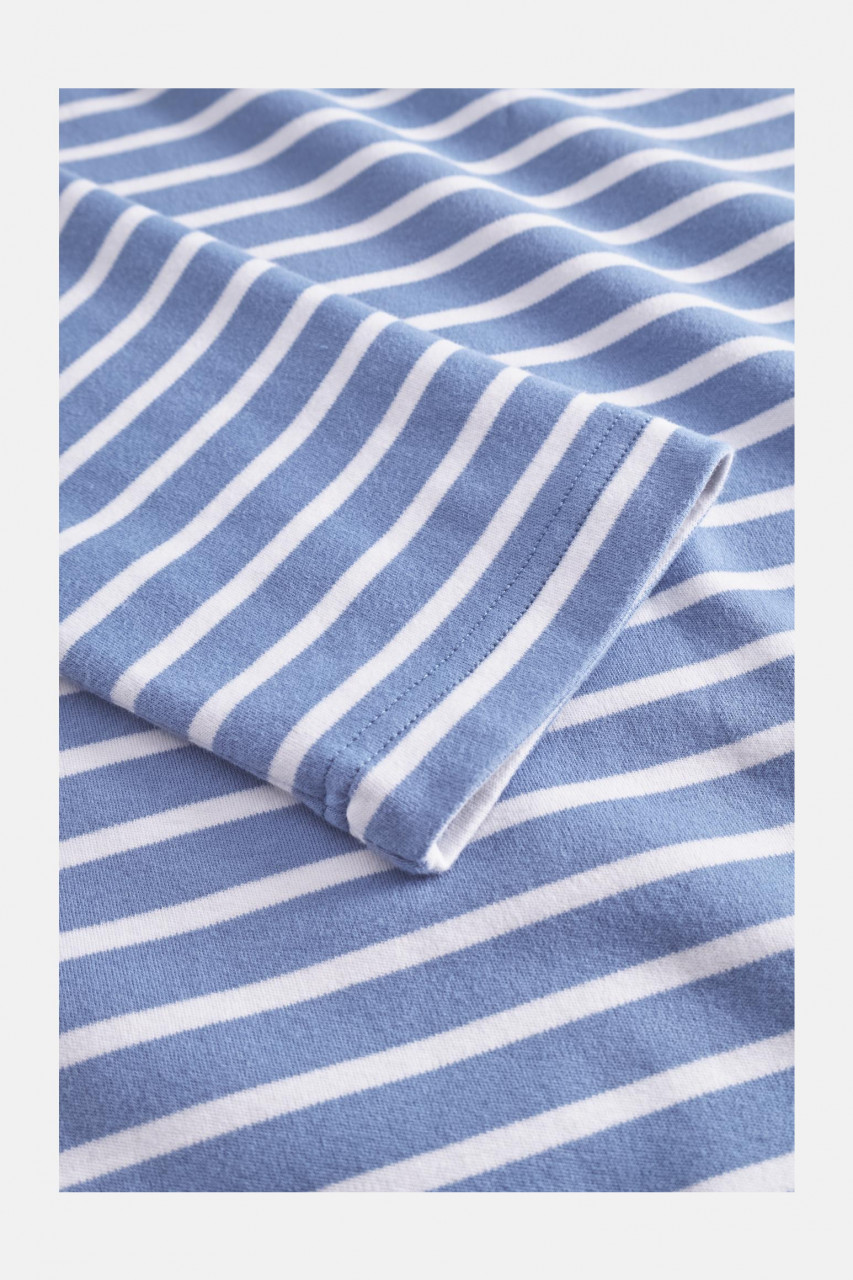 Hanseheld Streifenshirt Herren Hellblau-Natur Langarm Jeans Blau GOTS Organic