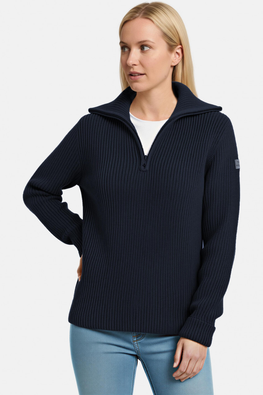 Damen Troyer Hanseheld Merino Blau GOTS Organic