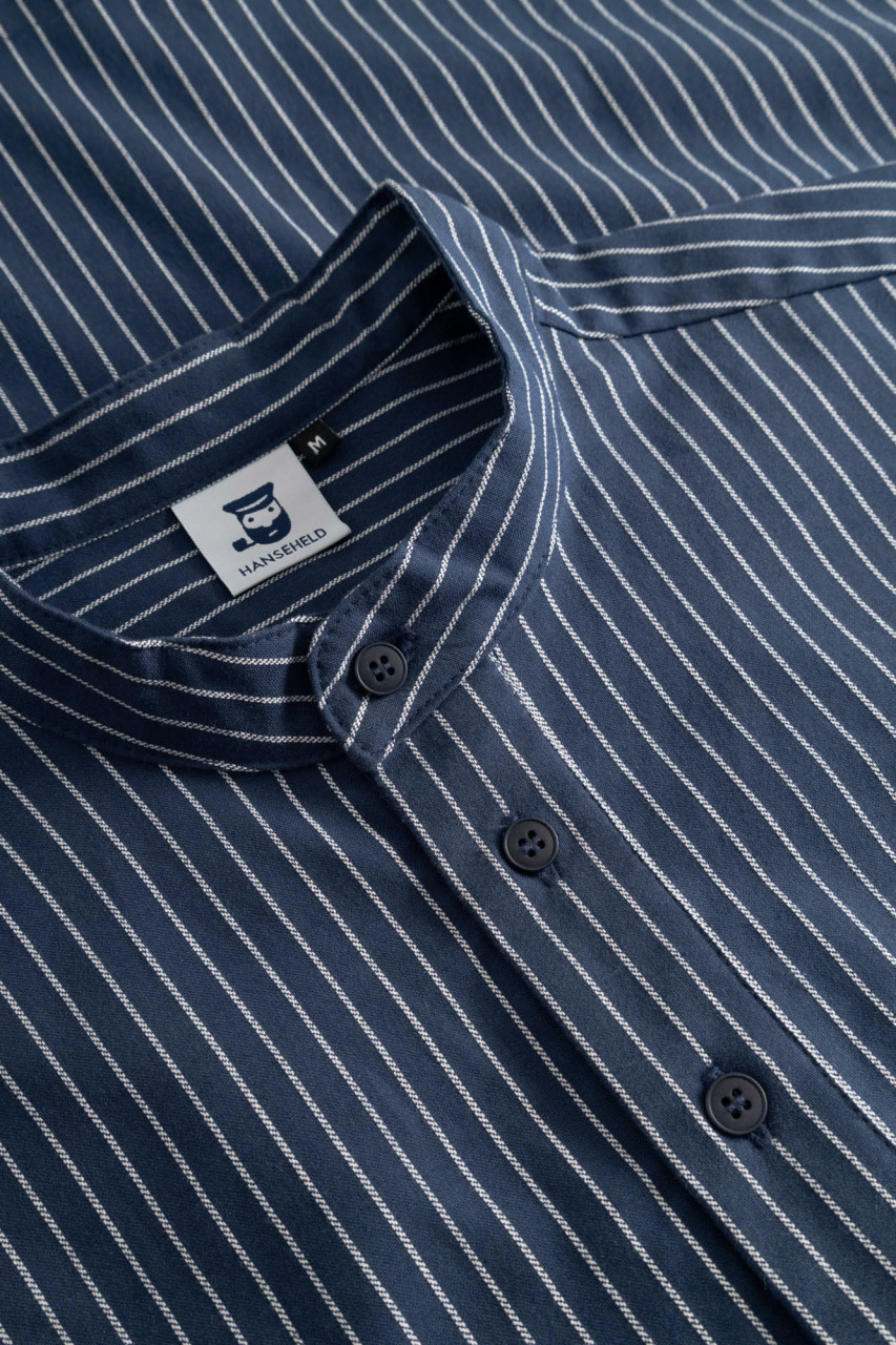 Hanseheld Fischerhemd Blau Breit Gestreift GOTS Organic