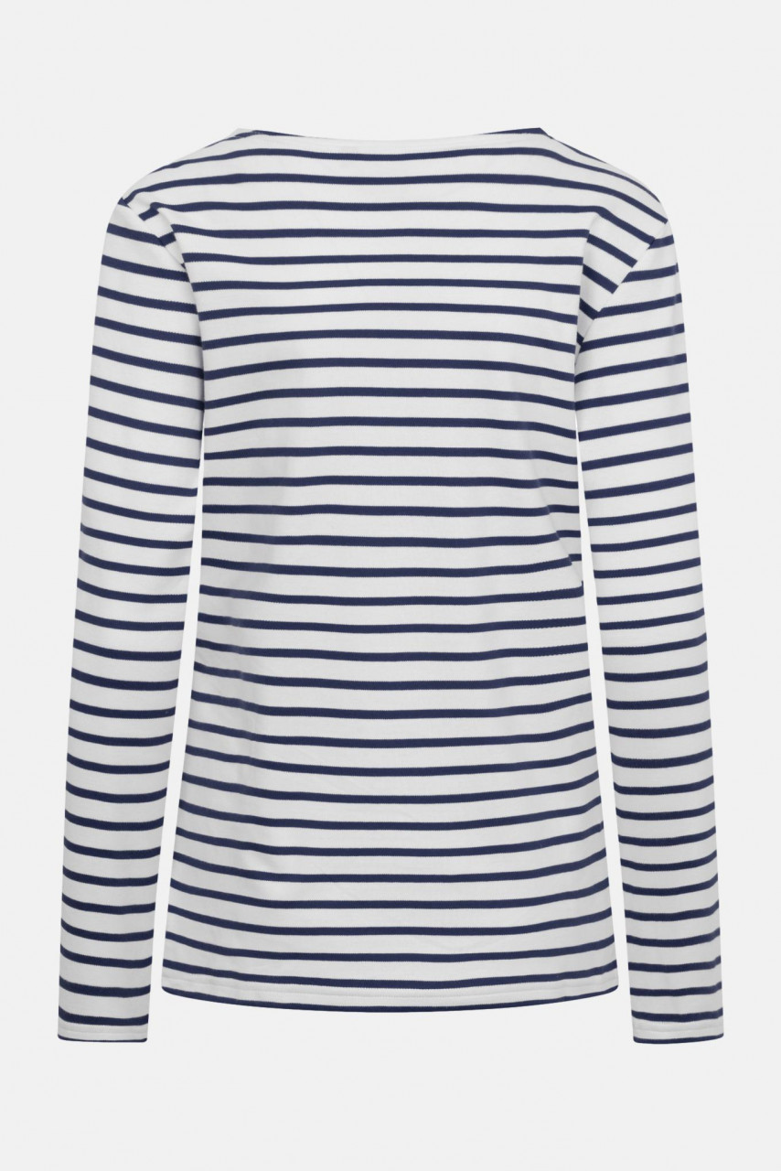 Hanseheld Streifenshirt Damen Natur-Marine Langarm Weiß Blau GOTS Organic
