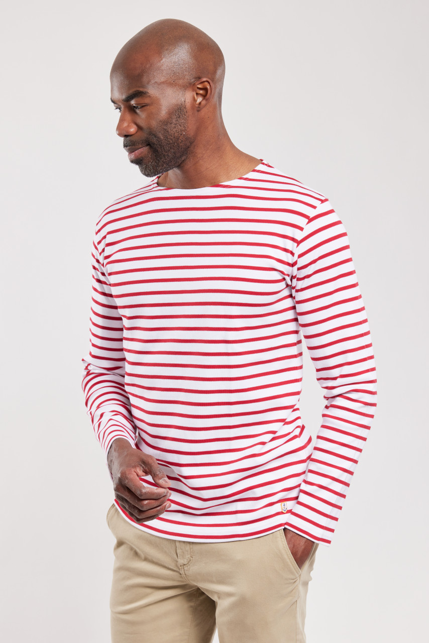 Armor Lux Streifenshirt Weiß Rot Gestreift Herren Mariniere