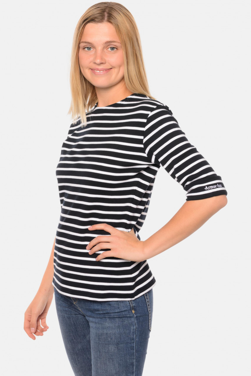 Armor Lux 3/4-Arm Streifenshirt marine-weiß Damen
